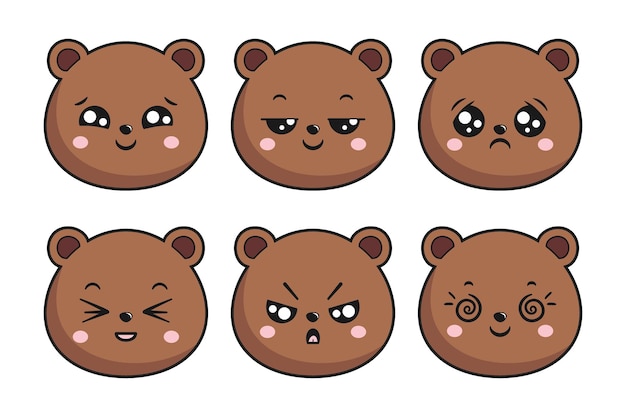 Cute Bear Head Face Emoji Sticker Part 5