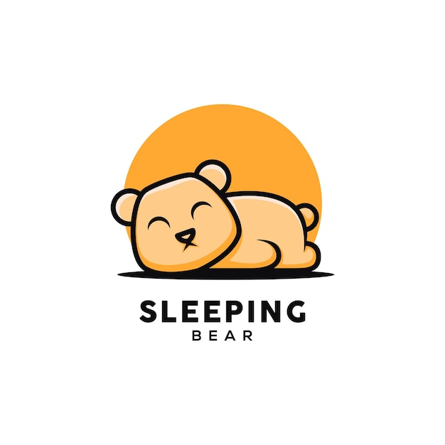 Cute bear illustration sleeping cartoon style