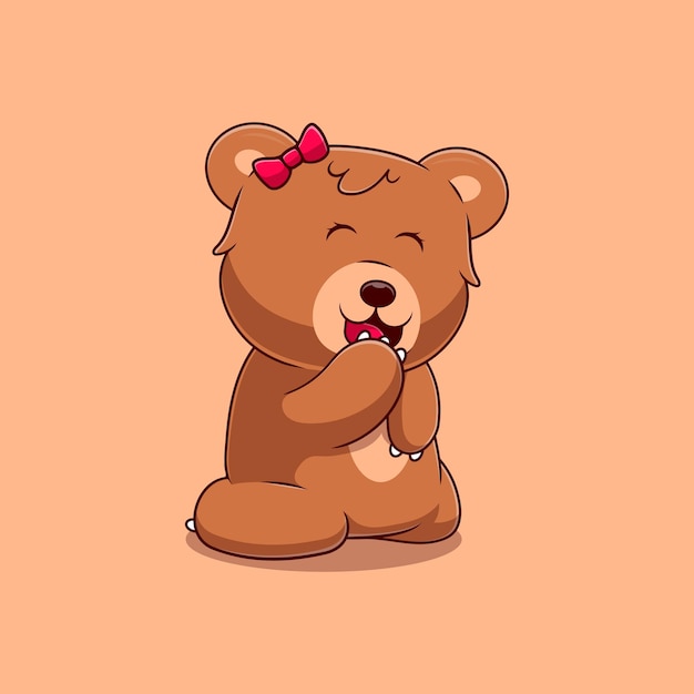 Cute bear illustration suitable for mascot sticker and tshirt design