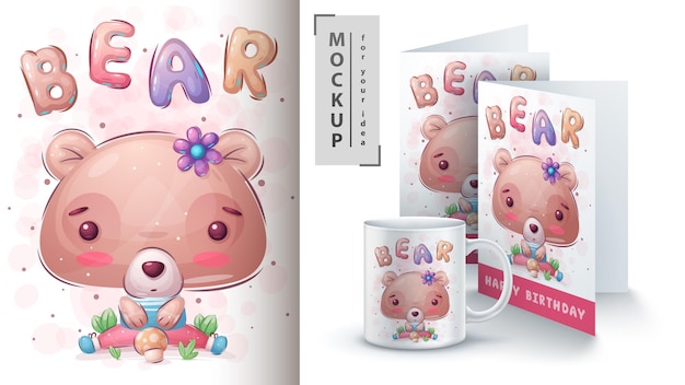 Cute bear  poster and merchandising