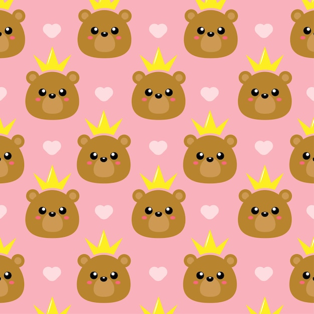 cute bear princess seamless pattern