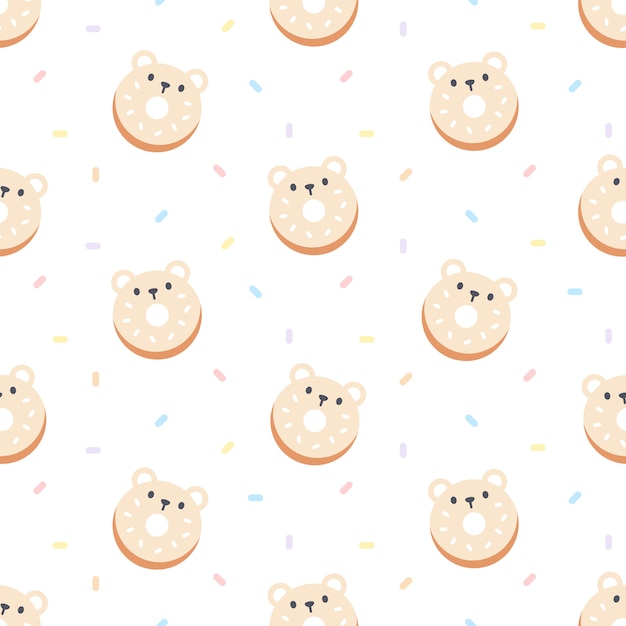 Cute bear ring dessert seamless   pattern