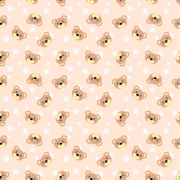 Cute bear's face seamless pattern