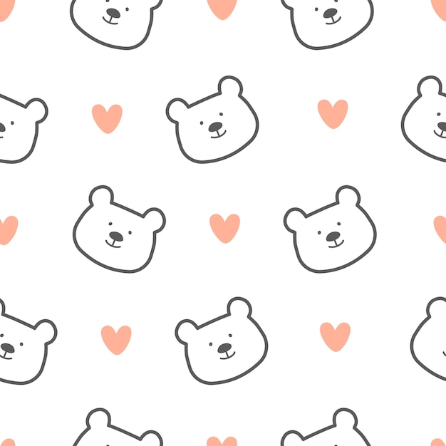 Cute bear seamless pattern background