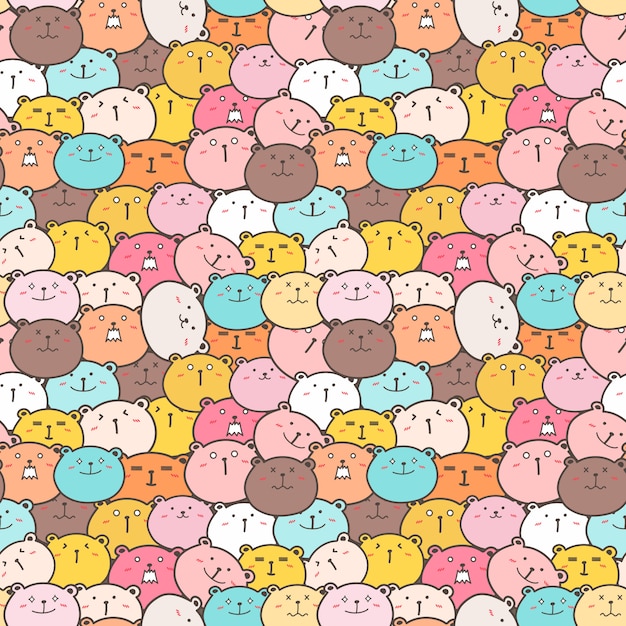 Cute bear seamless pattern 