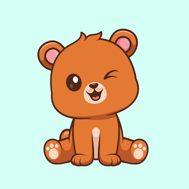 Cute Bear Sitting Cartoon Vector Icon Illustration Animal Nature Icon Concept Isolated Flat Vector