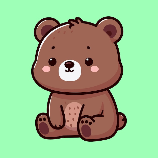 Cute bear sitting cartoon vector