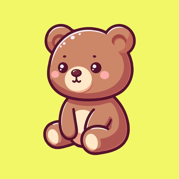 Cute bear sitting cartoon vector