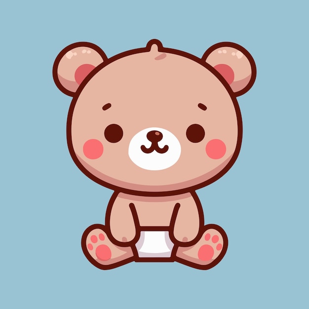 Cute bear sitting cartoon vector