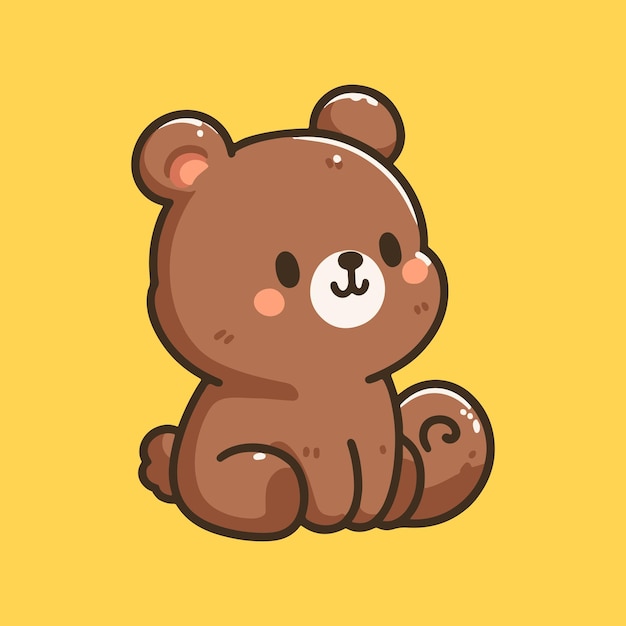 Cute bear sitting cartoon vector