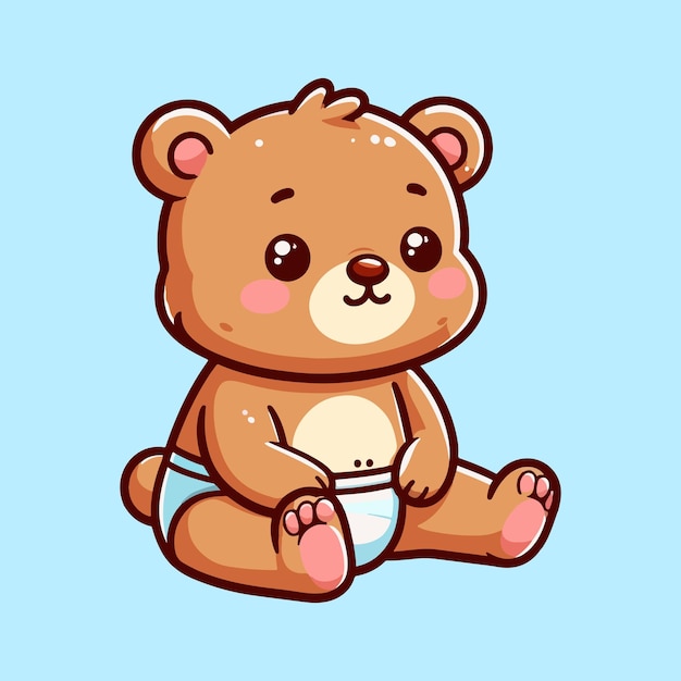 Cute bear sitting cartoon vector