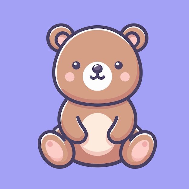 Cute bear sitting cartoon vector