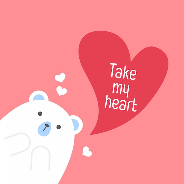 Cute bear of square gift tag, card, postcard,Happy valentines day