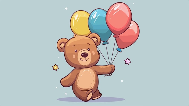 Vector cute bear with colorful balloons icon vector illustration design