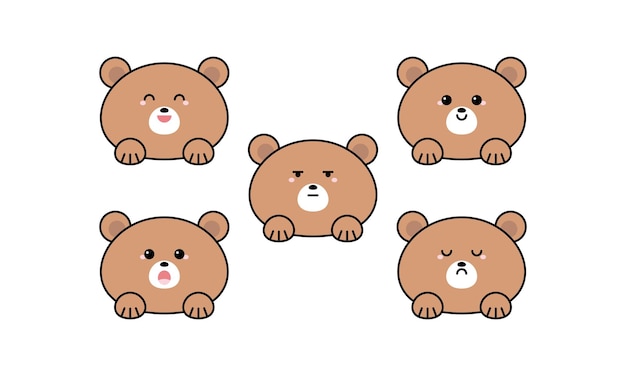 Cute Bear with Many Expressions