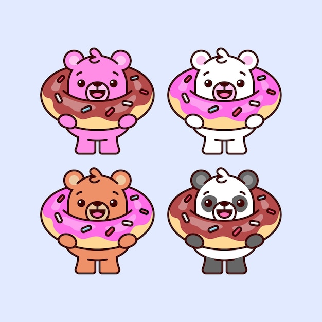 CUTE BEARS BRINGS A BIG DONUT