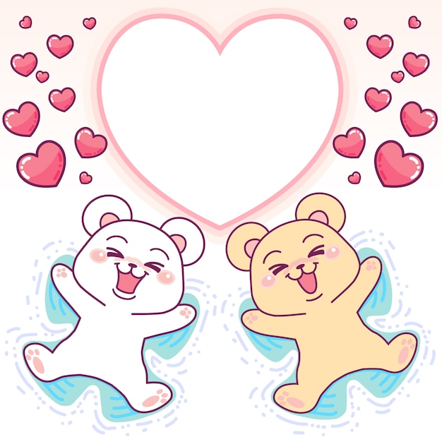 Cute bears heart frame