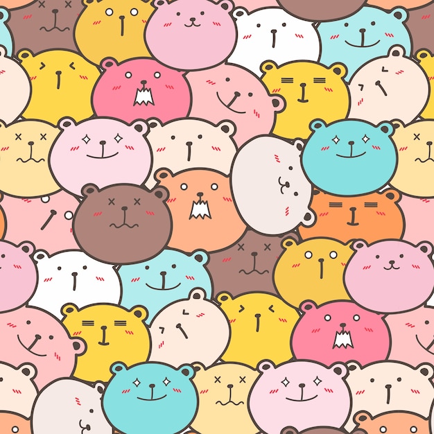 Cute Bears Pattern Background.