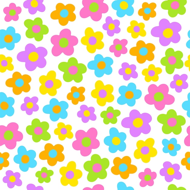 Cute Beautiful Ditsy Flowers Repeating Colorful Floral Illustration Pattern Fabric Print Background