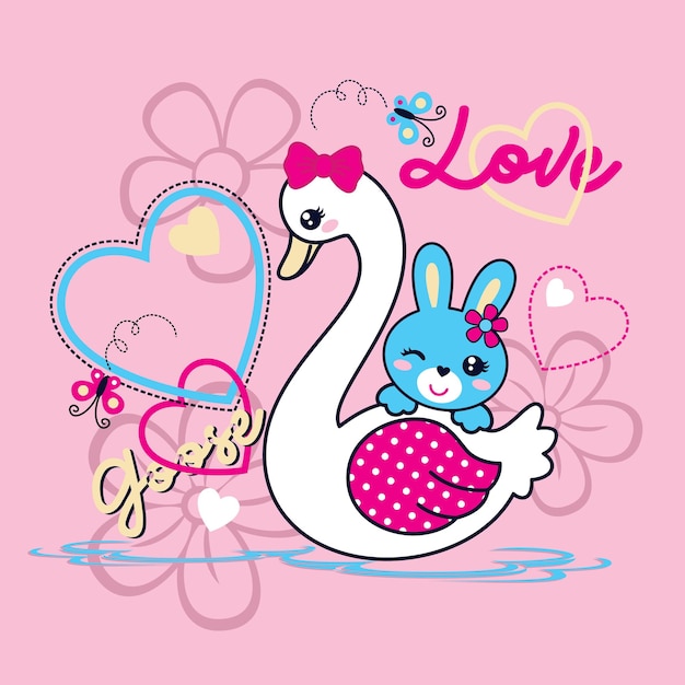 cute beautiful swan vector illustration