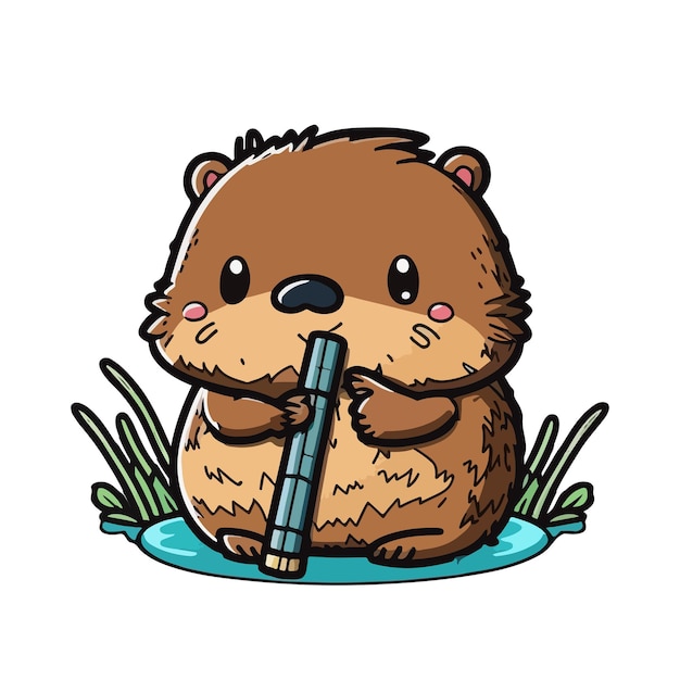 Cute beaver cartoon style