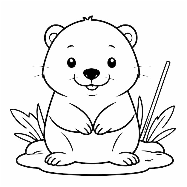 Cute Beaver Coloring Page For Kids