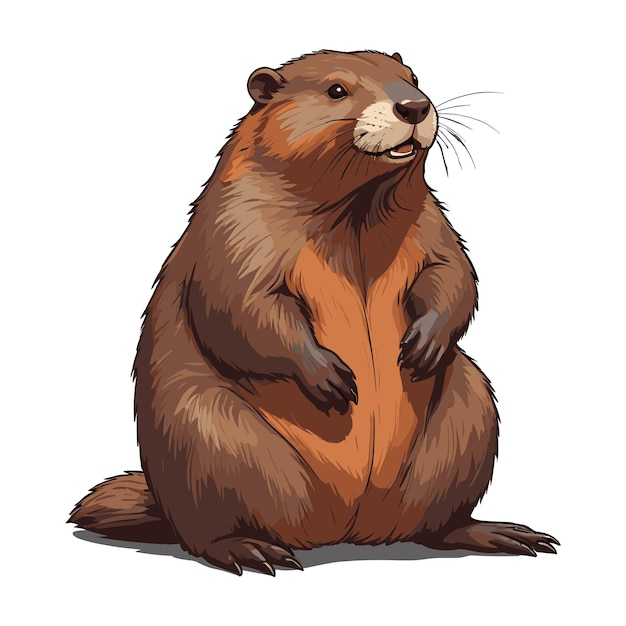 Cute Beaver Vintage Illustration