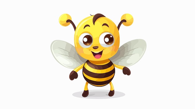 Cute Bee Cartoon Character Design on White Background