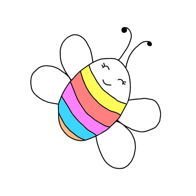 Cute bee cartoon vector isolated Vector illustration