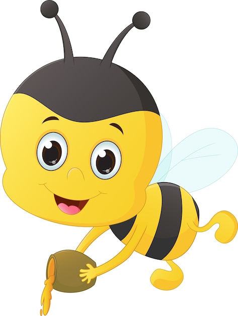 cute bee cartoon with honey