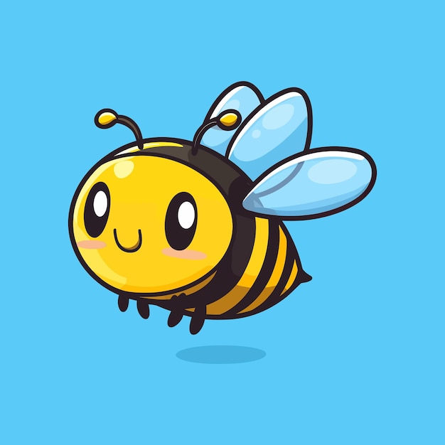 Vector cute bee flying cartoon vector icon illustration animal nature character in the style clip art