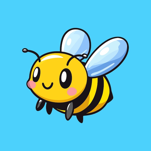 Vector cute bee flying cartoon vector icon illustration animal nature character in the style clip art