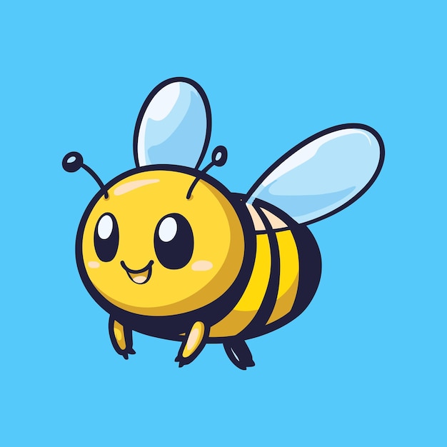 Vector cute bee flying cartoon vector icon illustration animal nature character in the style clip art