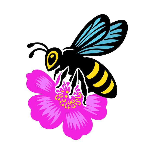 Cute bee flying cartoon vector icon illustration animal nature icon concept