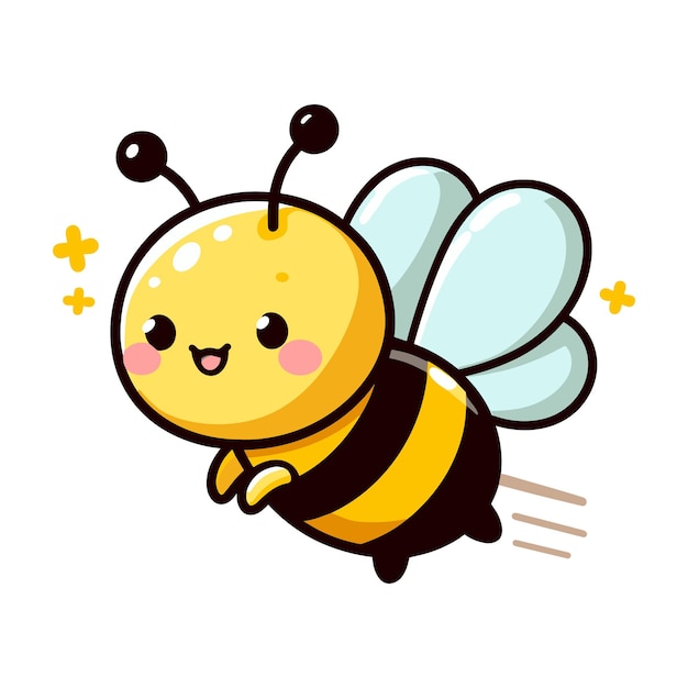 Cute bee flying cartoon vector illustration