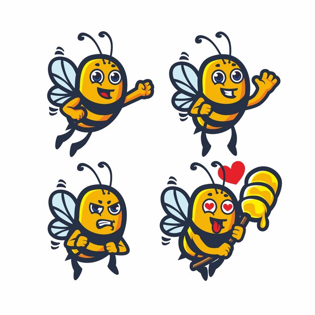 cute bee honey vector set bundle