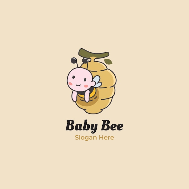 Cute Bee logo, baby store and baby shop