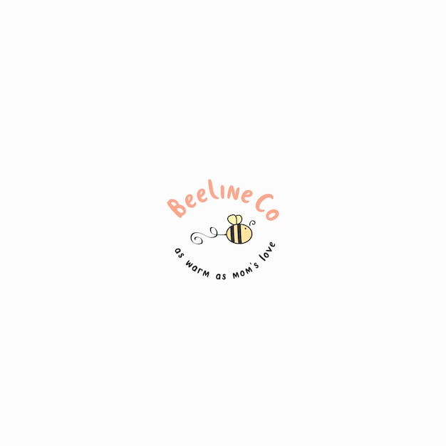 Cute Bee logo with flat vector design