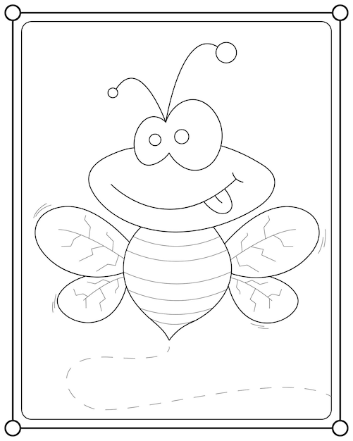 Cute bee suitable for children's coloring page vector illustration