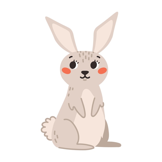 Cute beige rabbit isolated on a white background. Cartoon vector illustration.