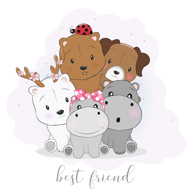 Cute best friend cartoon animals