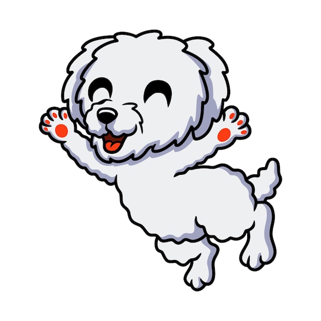 Cute bichon frise cartoon posing