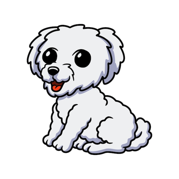 Cute bichon frise cartoon sitting