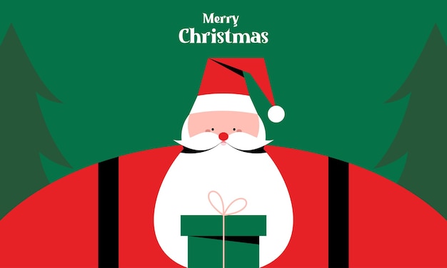 Cute Big Santa Claus Character. Merry Christmas and Happy New Year Greeting Card