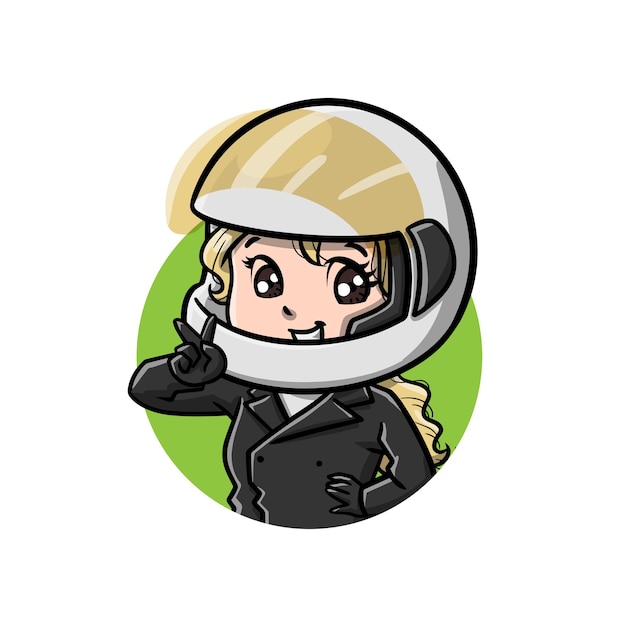 Cute Biker Girl Cartoon