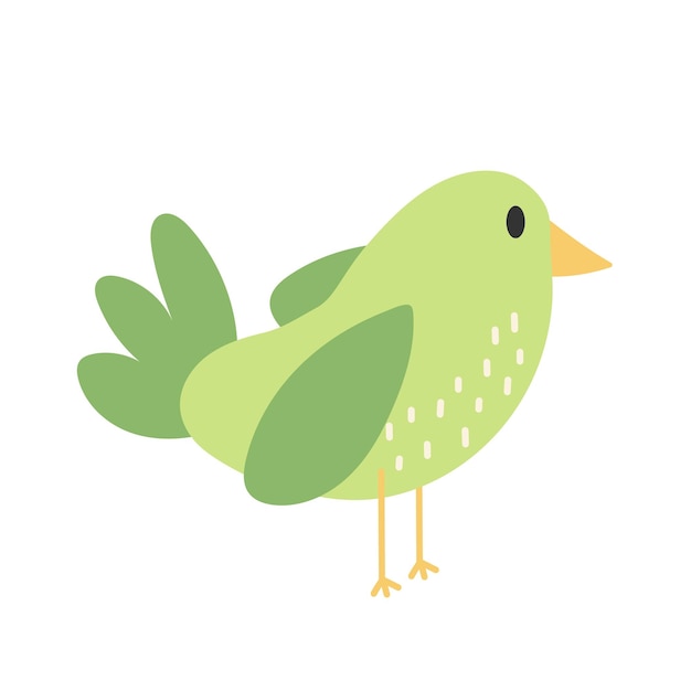 Cute bird animal  cartoon vector in hand drawn simple style on white