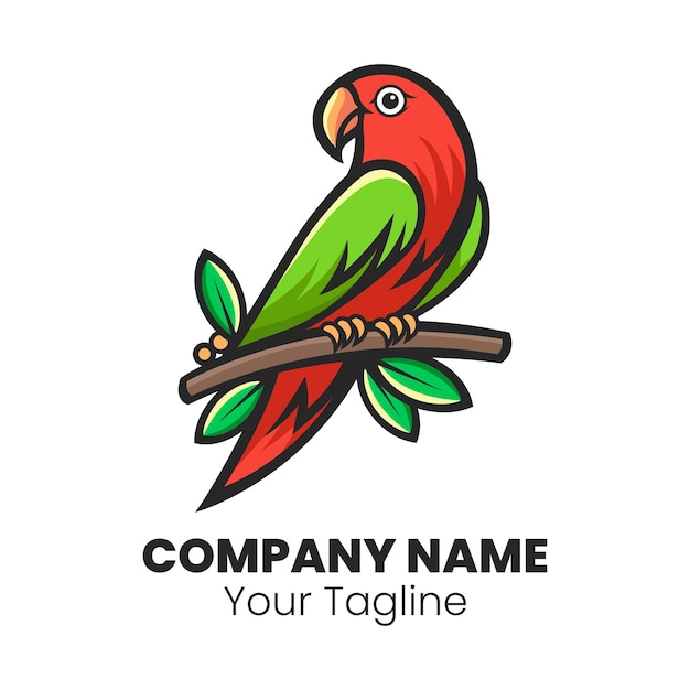 Cute bird cartoon logo design vector