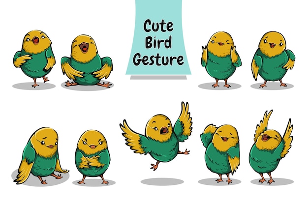 Cute bird character gesture and expression