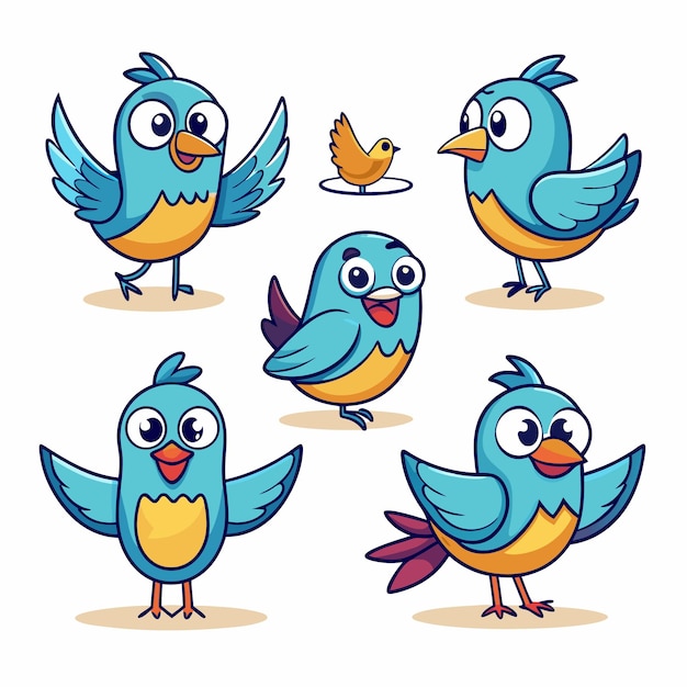 Cute Bird pose vector mascot