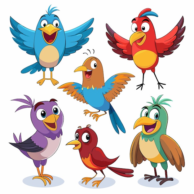 Vector cute bird pose vector mascot